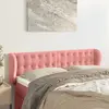 Image de Tête De Lit Avec Oreilles Rose 147x23x78/88 Cm Velours Vidaxl