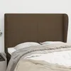 Image de Tête De Lit Avec Oreilles Marron Foncé 147x23x118/128 Cm Tissu Vidaxl