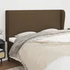 Image de Tête De Lit Avec Oreilles Marron Foncé 163x23x118/128 Cm Tissu Vidaxl