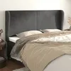 Image de Tête De Lit Avec Oreilles Gris Foncé 203x23x118/128 Cm Velours Vidaxl