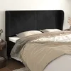 Image de Tête De Lit Avec Oreilles Noir 203x23x118/128 Cm Velours Vidaxl