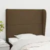 Image de Tête De Lit Avec Oreilles Marron Foncé 93x23x118/128 Cm Tissu Vidaxl
