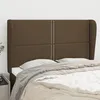 Image de Tête De Lit Avec Oreilles Marron Foncé 147x23x118/128 Cm Tissu Vidaxl