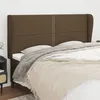 Image de Tête De Lit Avec Oreilles Marron Foncé 183x23x118/128 Cm Tissu Vidaxl