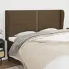 Image de Tête De Lit Avec Oreilles Marron Foncé 203x23x118/128 Cm Tissu Vidaxl