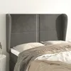 Image de Tête De Lit Avec Oreilles Gris Foncé 147x23x118/128 Cm Velours Vidaxl