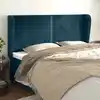 Image de Tête De Lit Avec Oreilles Bleu Foncé 163x23x118/128 Cm Velours Vidaxl