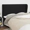 Image de Tête De Lit Avec Oreilles Noir 203x23x118/128 Cm Tissu Vidaxl