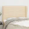 Image de Tête De Lit Avec Oreilles Crème 147x23x118/128 Cm Tissu Vidaxl