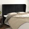 Image de Tête De Lit Avec Oreilles Noir 163x23x118/128 Cm Velours Vidaxl