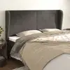 Image de Tête De Lit Avec Oreilles Gris Foncé 203x23x118/128 Cm Velours Vidaxl