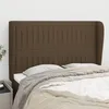 Image de Tête De Lit Avec Oreilles Marron Foncé 147x23x118/128 Cm Tissu Vidaxl