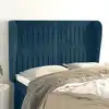 Image de Tête De Lit Avec Oreilles Bleu Foncé 147x23x118/128 Cm Velours Vidaxl
