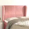 Image de Tête De Lit Avec Oreilles Rose 147x23x118/128 Cm Velours Vidaxl