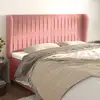 Image de Tête De Lit Avec Oreilles Rose 183x23x118/128 Cm Velours Vidaxl