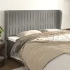 Image de Tête De Lit Avec Oreilles Gris Clair 203x23x118/128 Cm Velours Vidaxl