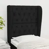 Image de Tête De Lit Avec Oreilles Noir 83x23x118/128 Cm Tissu Vidaxl