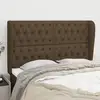 Image de Tête De Lit Avec Oreilles Marron Foncé 163x23x118/128 Cm Tissu Vidaxl