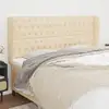 Image de Tête De Lit Avec Oreilles Crème 183x23x118/128 Cm Tissu Vidaxl