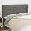 Image de Tête De Lit Avec Oreilles Gris Foncé 203x23x118/128 Cm Tissu Vidaxl