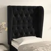 Image de Tête De Lit Avec Oreilles Noir 83x23x118/128 Cm Velours Vidaxl