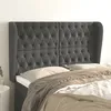 Image de Tête De Lit Avec Oreilles Gris Foncé 147x23x118/128 Cm Velours Vidaxl