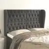 Image de Tête De Lit Avec Oreilles Gris Foncé 163x23x118/128 Cm Velours Vidaxl