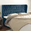 Image de Tête De Lit Avec Oreilles Bleu Foncé 183x23x118/128 Cm Velours Vidaxl