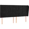 Image de Tête De Lit Avec Oreilles Noir 203x23x118/128 Cm Velours Vidaxl