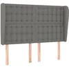 Image de Tête De Lit Avec Oreilles Gris Foncé 147x23x118/128 Cm Tissu Vidaxl
