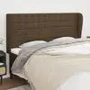 Image de Tête De Lit Avec Oreilles Marron Foncé 163x23x118/128 Cm Tissu Vidaxl