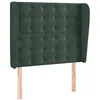 Image de Tête De Lit Avec Oreilles Vert Foncé 93x23x118/128 Cm Velours Vidaxl
