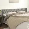 Image de Tête De Lit Avec Oreilles Gris Clair 183x16x78/88 Cm Velours Vidaxl