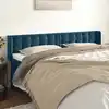 Image de Tête De Lit Avec Oreilles Bleu Foncé 203x16x78/88 Cm Velours Vidaxl