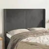 Image de Tête De Lit Avec Oreilles Gris Foncé 147x16x118/128 Cm Velours Vidaxl