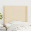 Image de Tête De Lit Avec Oreilles Crème 93x16x118/128 Cm Tissu Vidaxl
