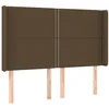 Image de Tête De Lit Avec Oreilles Marron Foncé 147x16x118/128 Cm Tissu Vidaxl