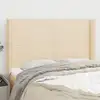 Image de Tête De Lit Avec Oreilles Crème 147x16x118/128 Cm Tissu Vidaxl
