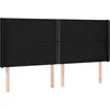 Image de Tête De Lit Avec Oreilles Noir 163x16x118/128 Cm Tissu Vidaxl