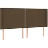 Image de Tête De Lit Avec Oreilles Marron Foncé 203x16x118/128 Cm Tissu Vidaxl