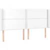 Image de Tête De Lit Avec Oreilles Blanc 203x16x118/128 Cm Similicuir Vidaxl