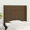 Image de Tête De Lit Avec Oreilles Marron Foncé 83x16x118/128 Cm Tissu Vidaxl