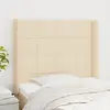 Image de Tête De Lit Avec Oreilles Crème 93x16x118/128 Cm Tissu Vidaxl