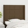 Image de Tête De Lit Avec Oreilles Marron Foncé 103x16x118/128 Cm Tissu Vidaxl