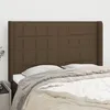 Image de Tête De Lit Avec Oreilles Marron Foncé 147x16x118/128 Cm Tissu Vidaxl