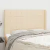 Image de Tête De Lit Avec Oreilles Crème 147x16x118/128 Cm Tissu Vidaxl