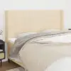 Image de Tête De Lit Avec Oreilles Crème 163x16x118/128 Cm Tissu Vidaxl