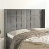Image de Tête De Lit Avec Oreilles Gris Clair 147x16x118/128 Cm Velours Vidaxl