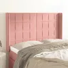 Image de Tête De Lit Avec Oreilles Rose 147x16x118/128 Cm Velours Vidaxl