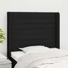 Image de Tête De Lit Avec Oreilles Noir 93x16x118/128 Cm Tissu Vidaxl